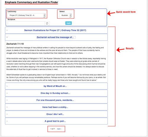 Emphasis Illustration and Commentary finder